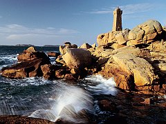Ploumanach Lighthouse, Island of Bréhat, Brittany Coast, France